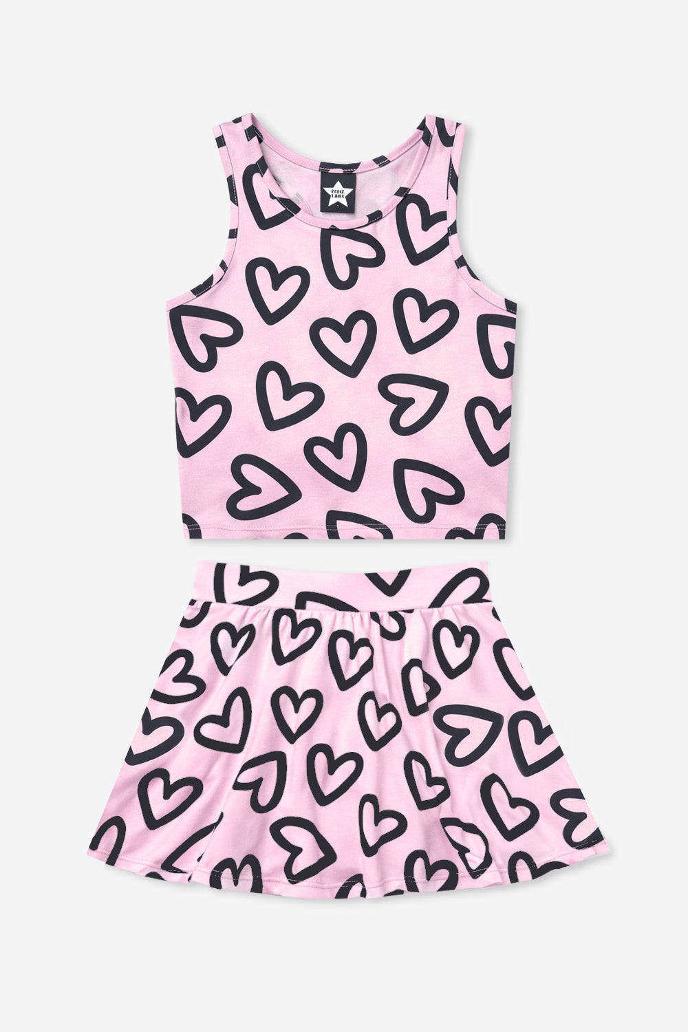 Simply Soft Luxe Cropped Racerback Tank & Skort - Blush Black Hearts