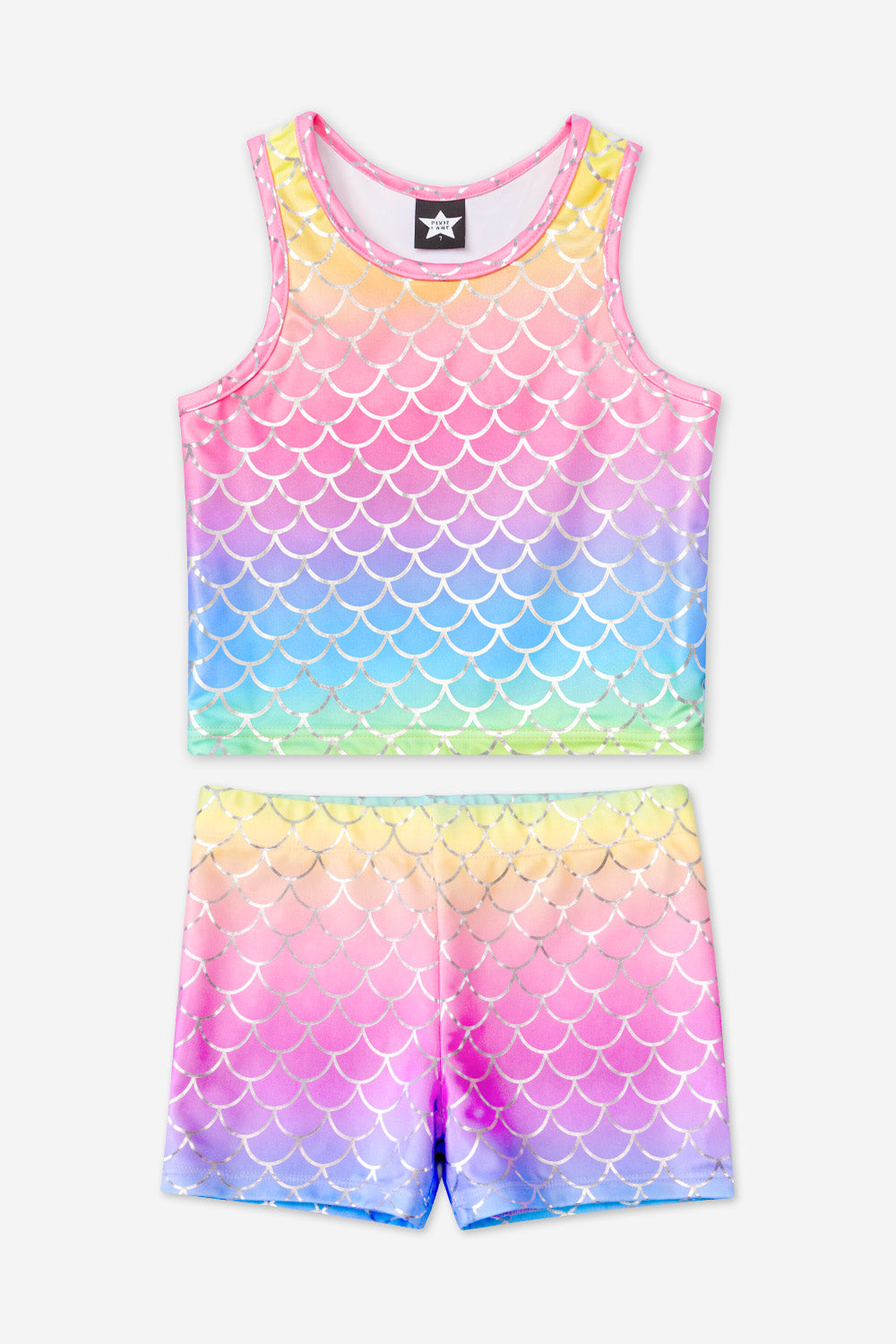 High Shine Cropped Racerback Tank & Tumble Short - Black Lollipops