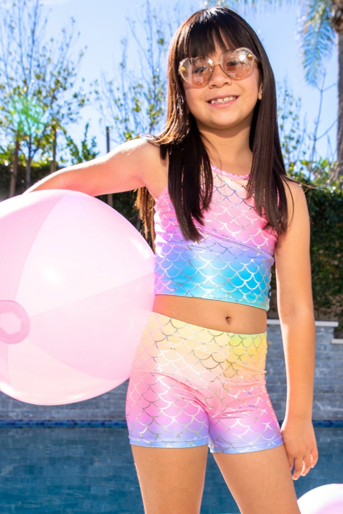 High Shine Cropped Racerback Tank & Tumble Short - Black Lollipops