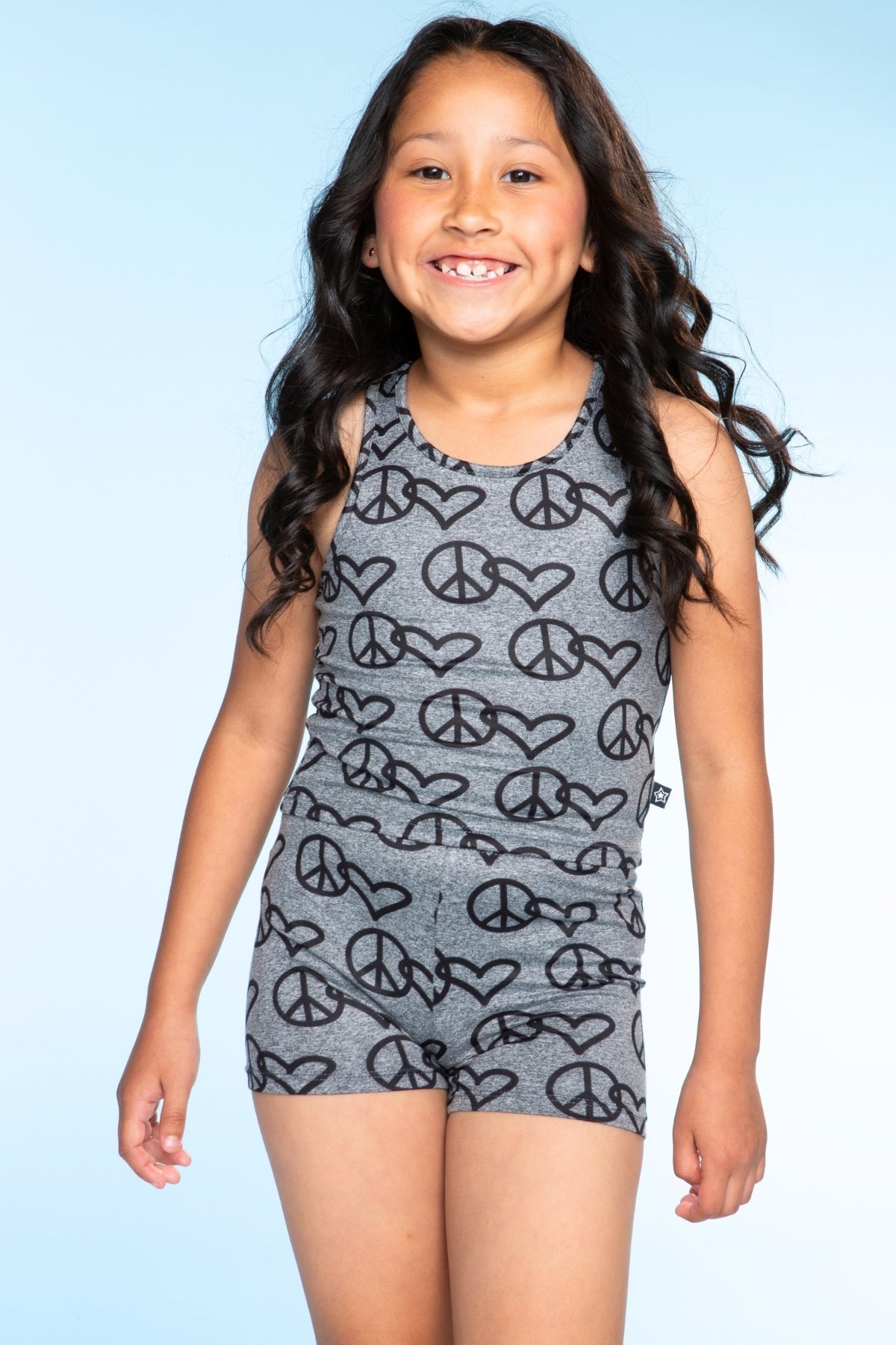 Simply Soft Luxe Cropped Racerback Tank & Tumble Short - Light Blue Smile Star