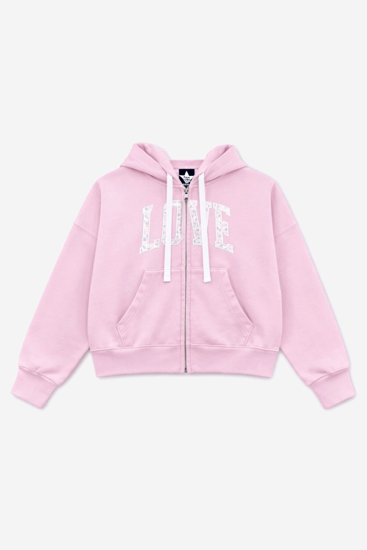 Cloud Soft French Terry Drop Shoulder Zip Hoodie - Dusty Pink Floral Love