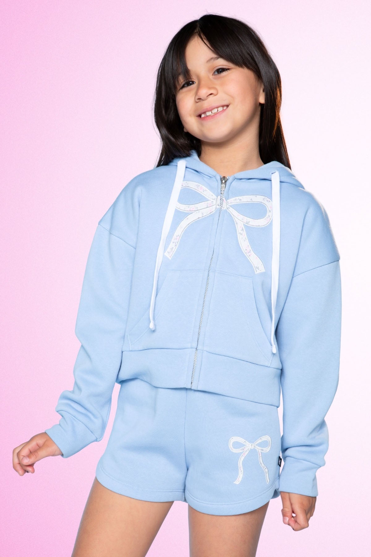 Cloud Soft French Terry Drop Shoulder Zip Hoodie - Dusty Pink Floral Love