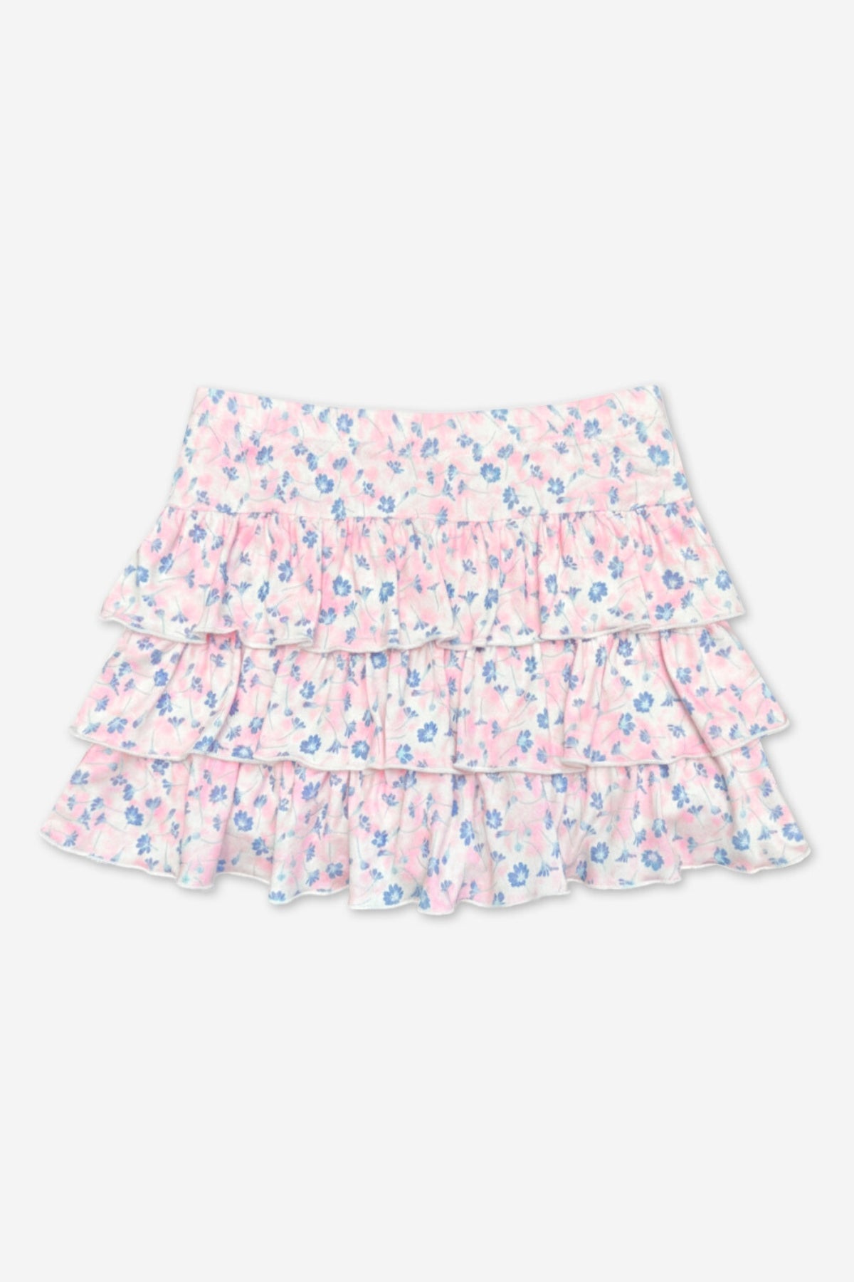 Simply Soft Triple Ruffle Skort - Lt Blue Floral