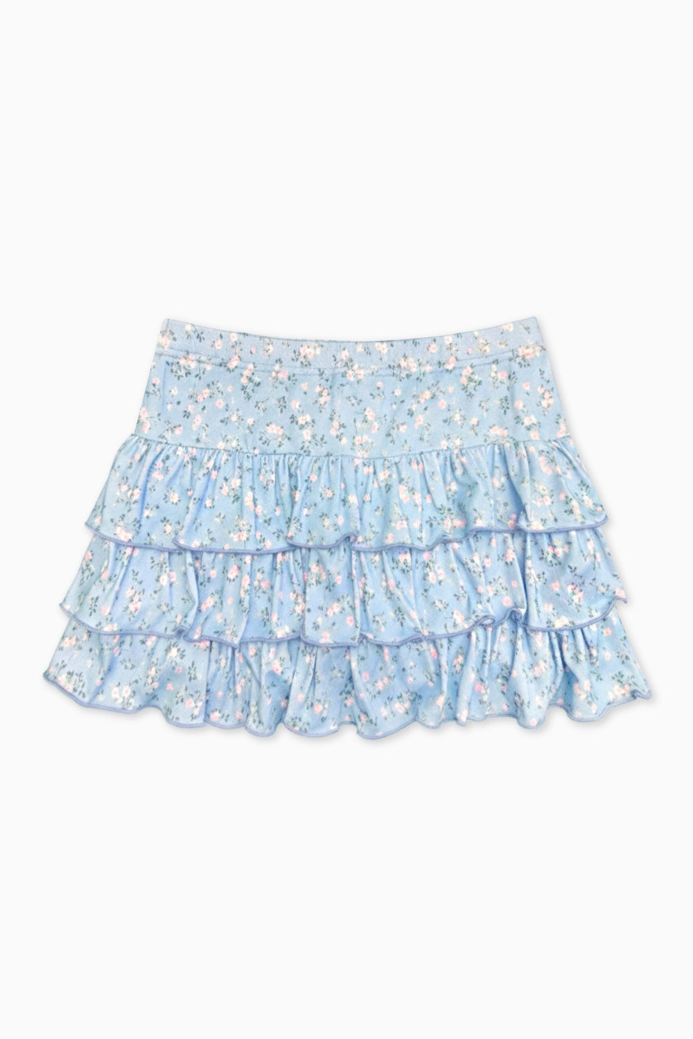 Simply Soft Triple Ruffle Skort - Lt Blue Floral