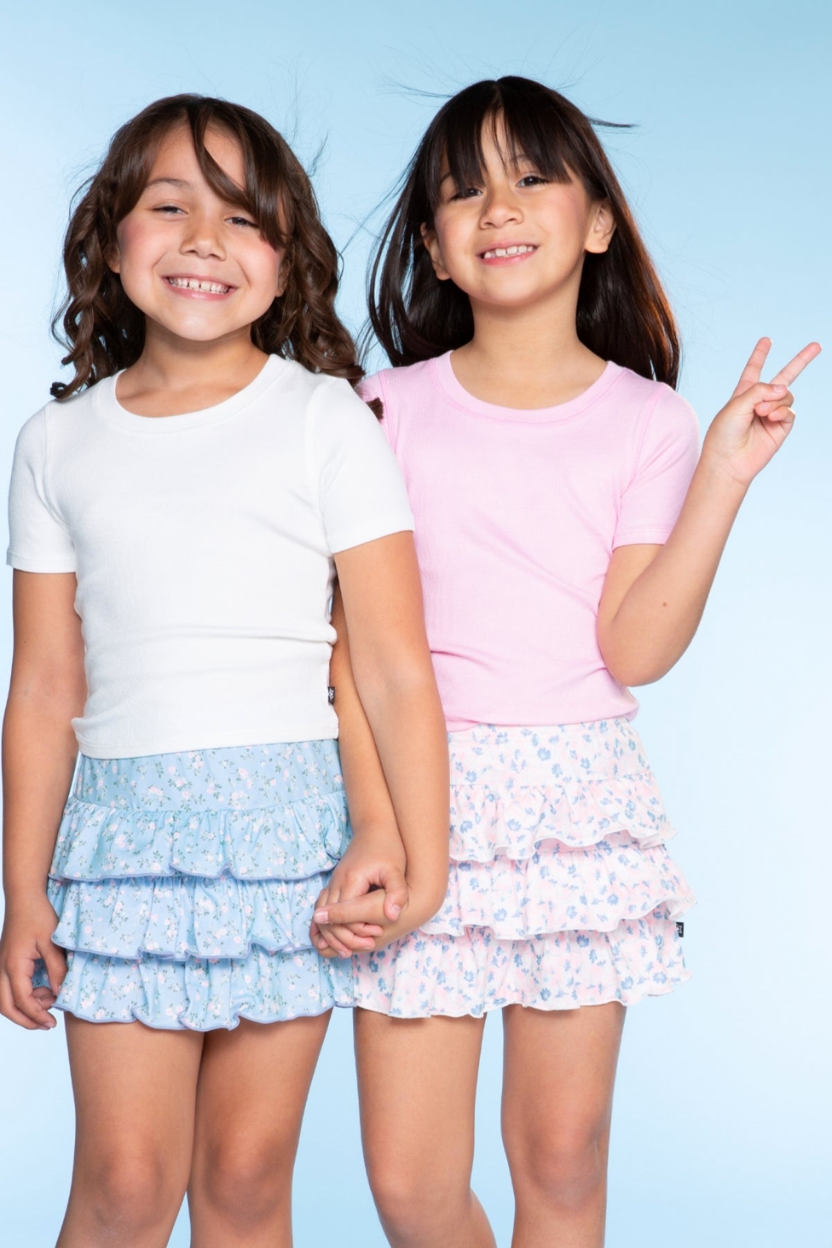Simply Soft Triple Ruffle Skort - Lt Blue Floral