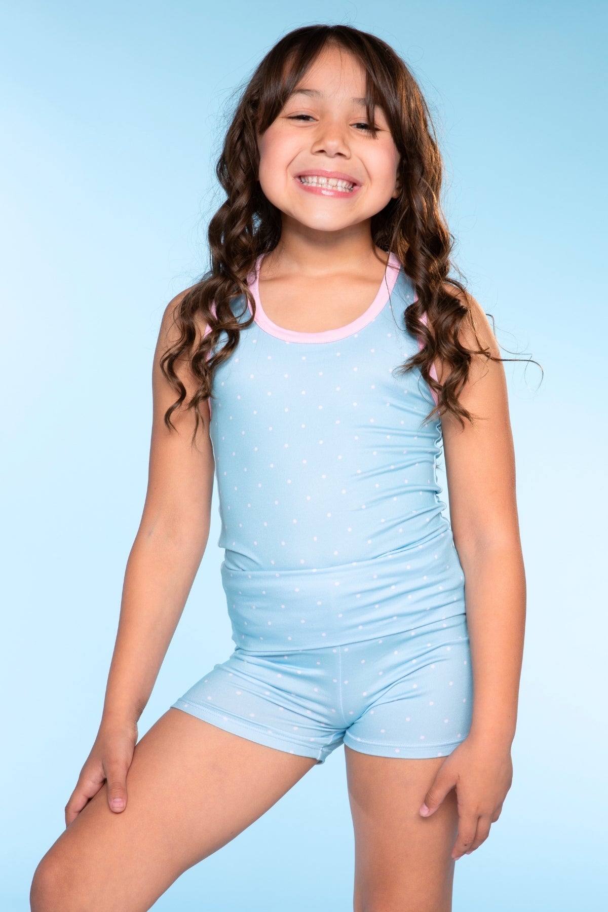 Racerback Tank & Foldover Short Set - Pink Plaid Floral