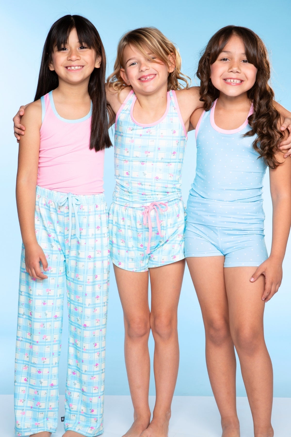 Racerback Tank & Foldover Short Set - Pink Plaid Floral