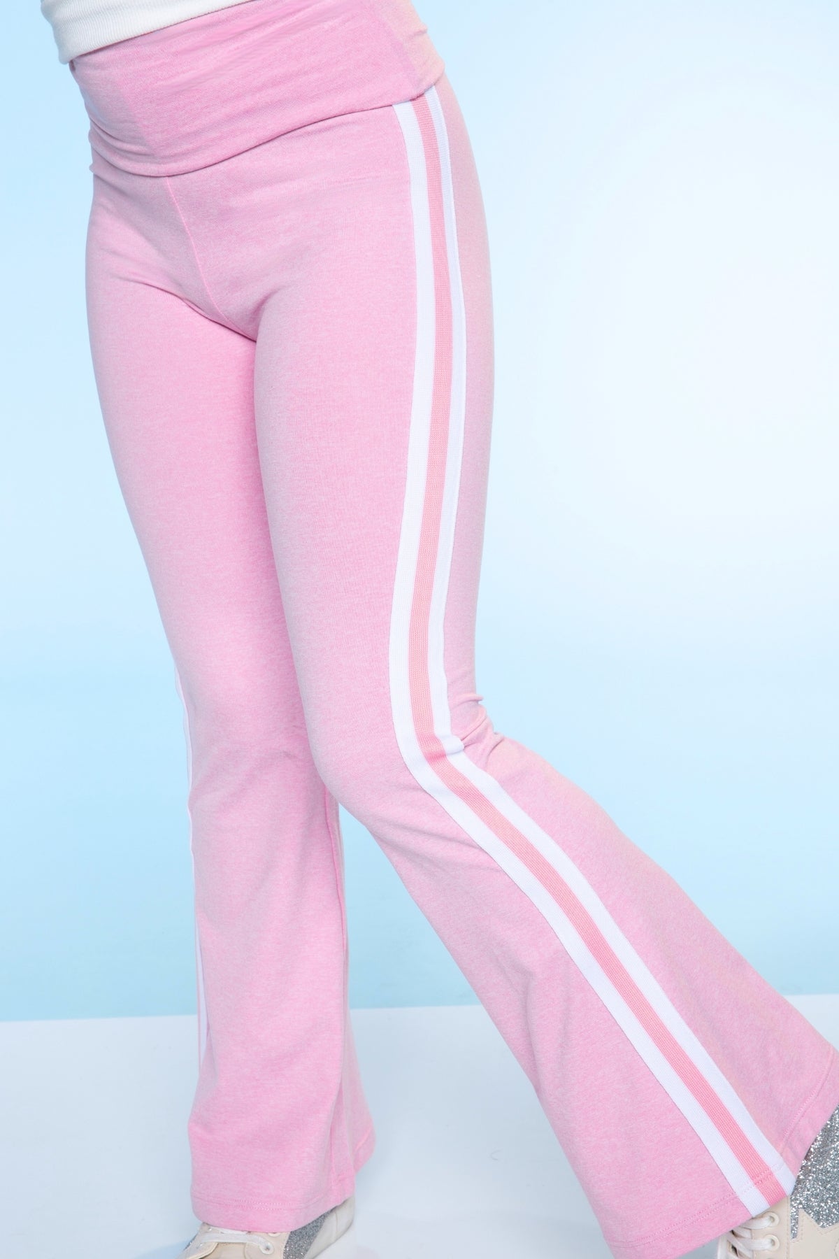 Simply Soft Luxe Foldover Flare - Black White Stripe