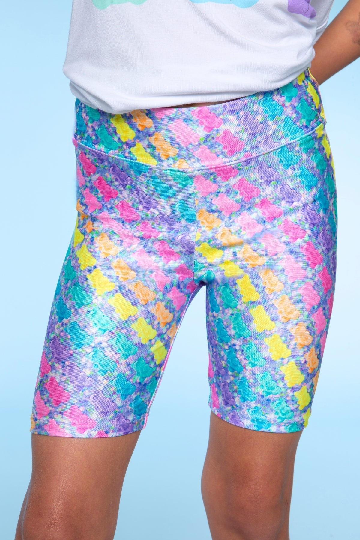 High Shine Biker Short - Foil Rainbow Mermaid