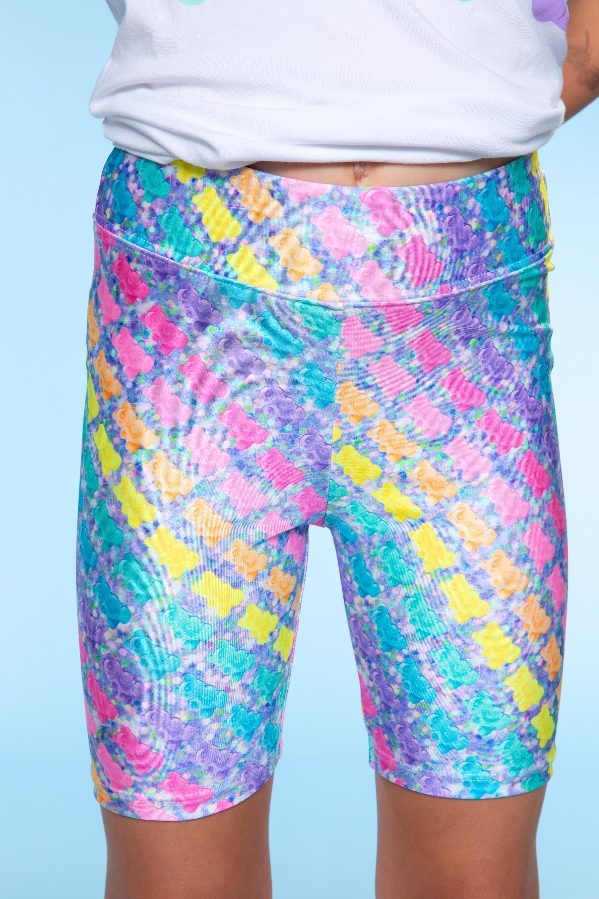 High Shine Biker Short - Foil Rainbow Mermaid