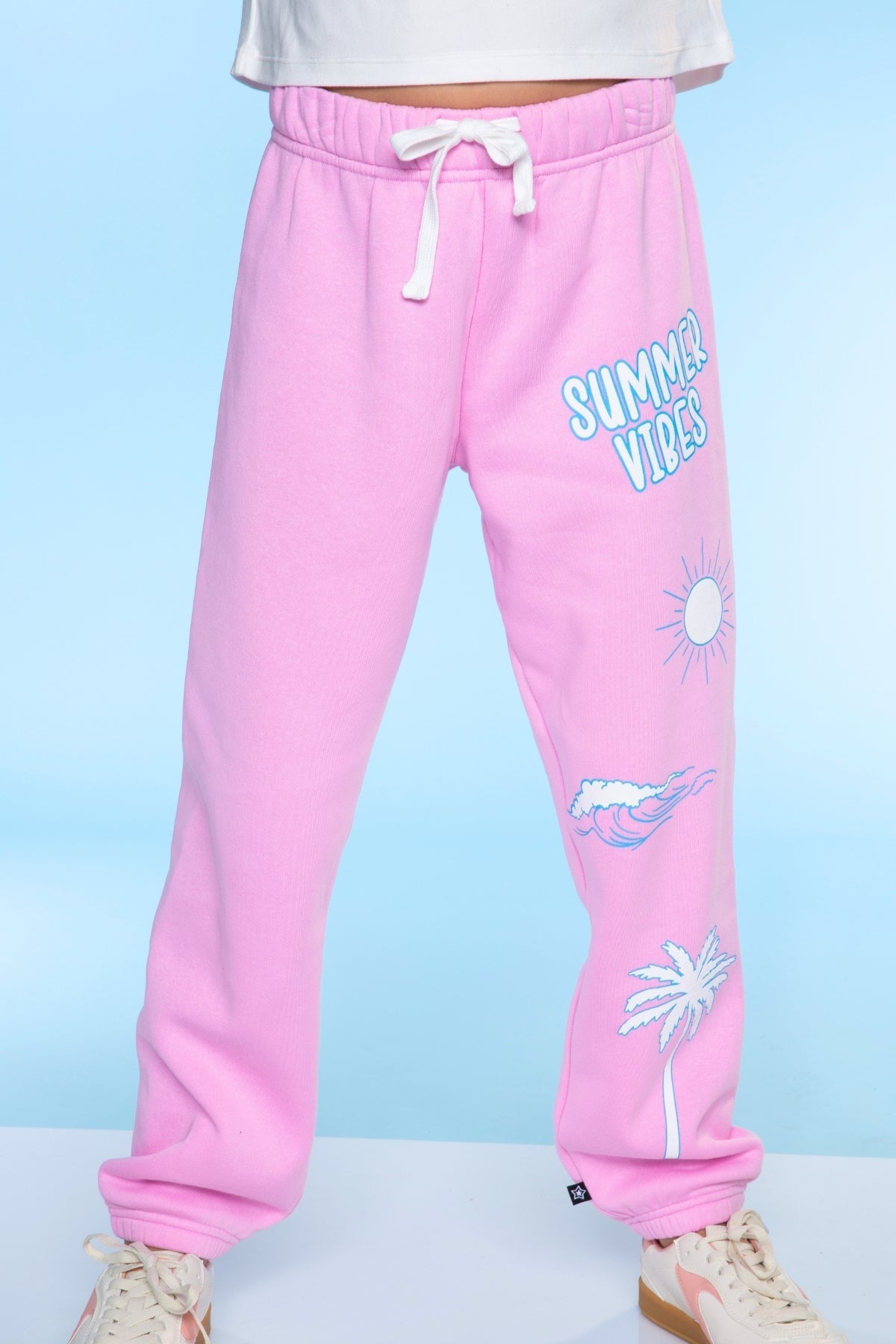 Cloud Soft French Terry Sweatpant - Bubble Gum Pink Palm