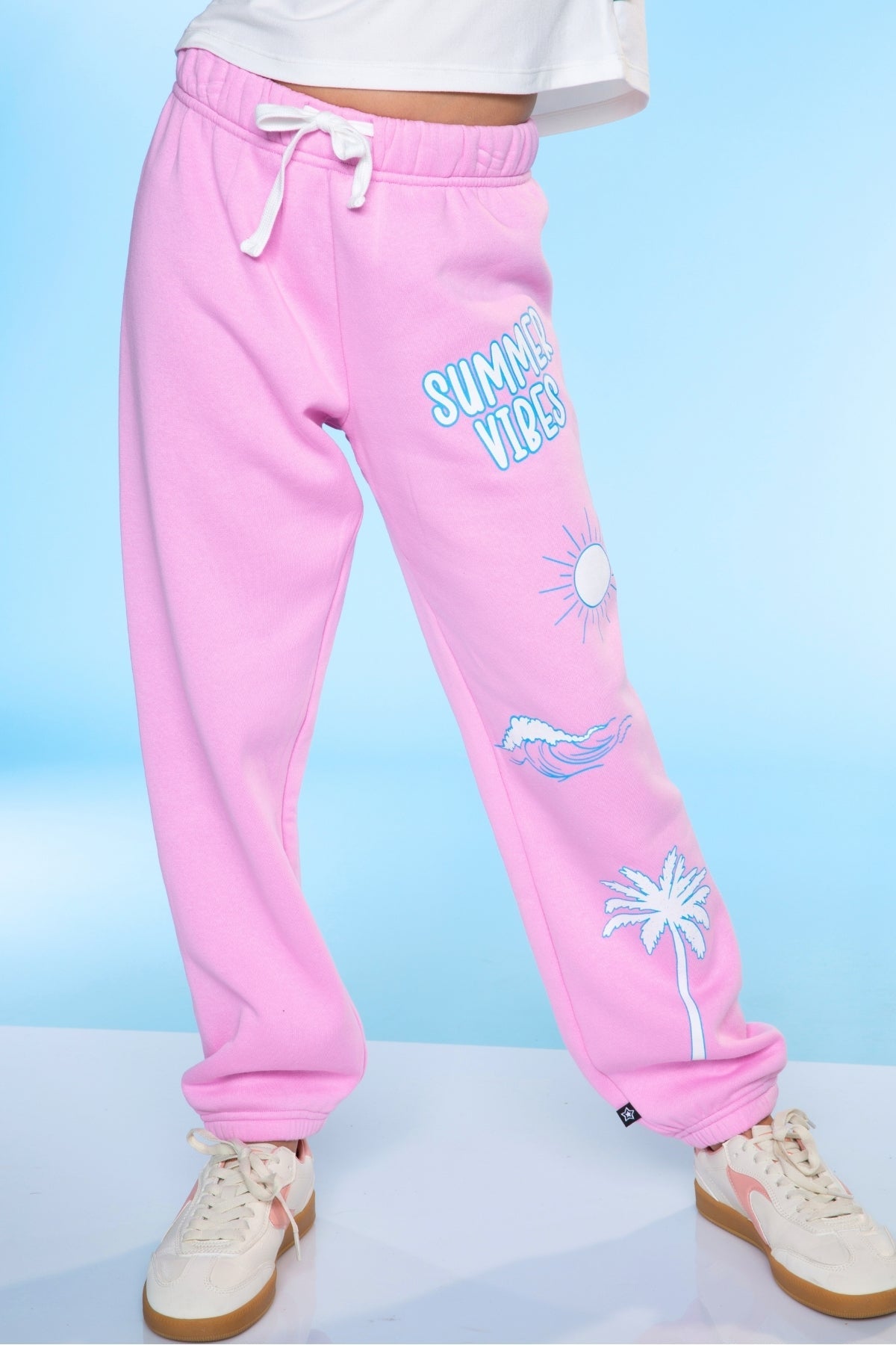 Cloud Soft French Terry Sweatpant - Bubble Gum Pink Palm