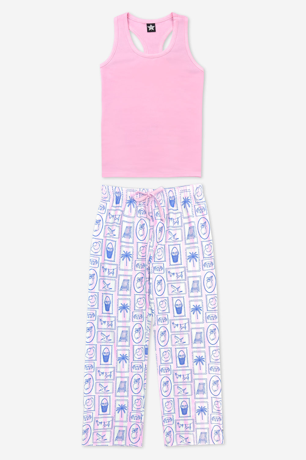 Simply Soft Racer Tank & Karate Pant Set - Pink Ivory Striped Strawberry
