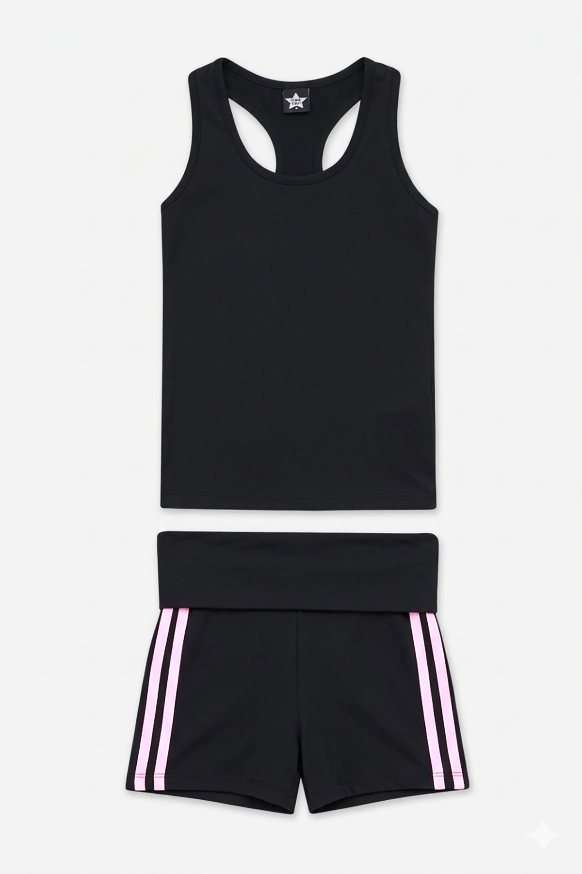 Simply Soft Luxe Cropped Racerback Tank & Foldover Short - Steel Hot Pink Stripe