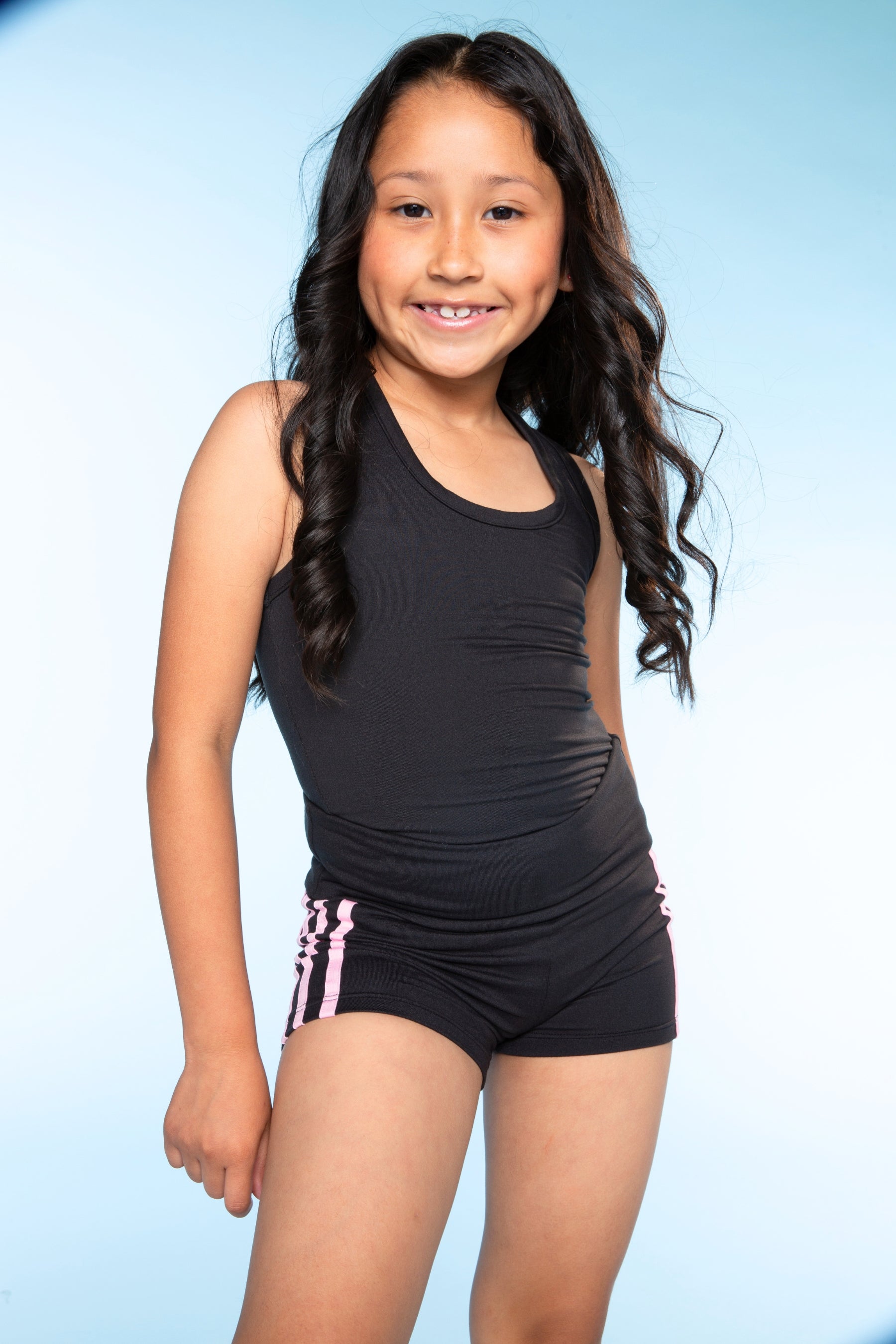 Simply Soft Luxe Cropped Racerback Tank & Foldover Short - Black Blush Stripe