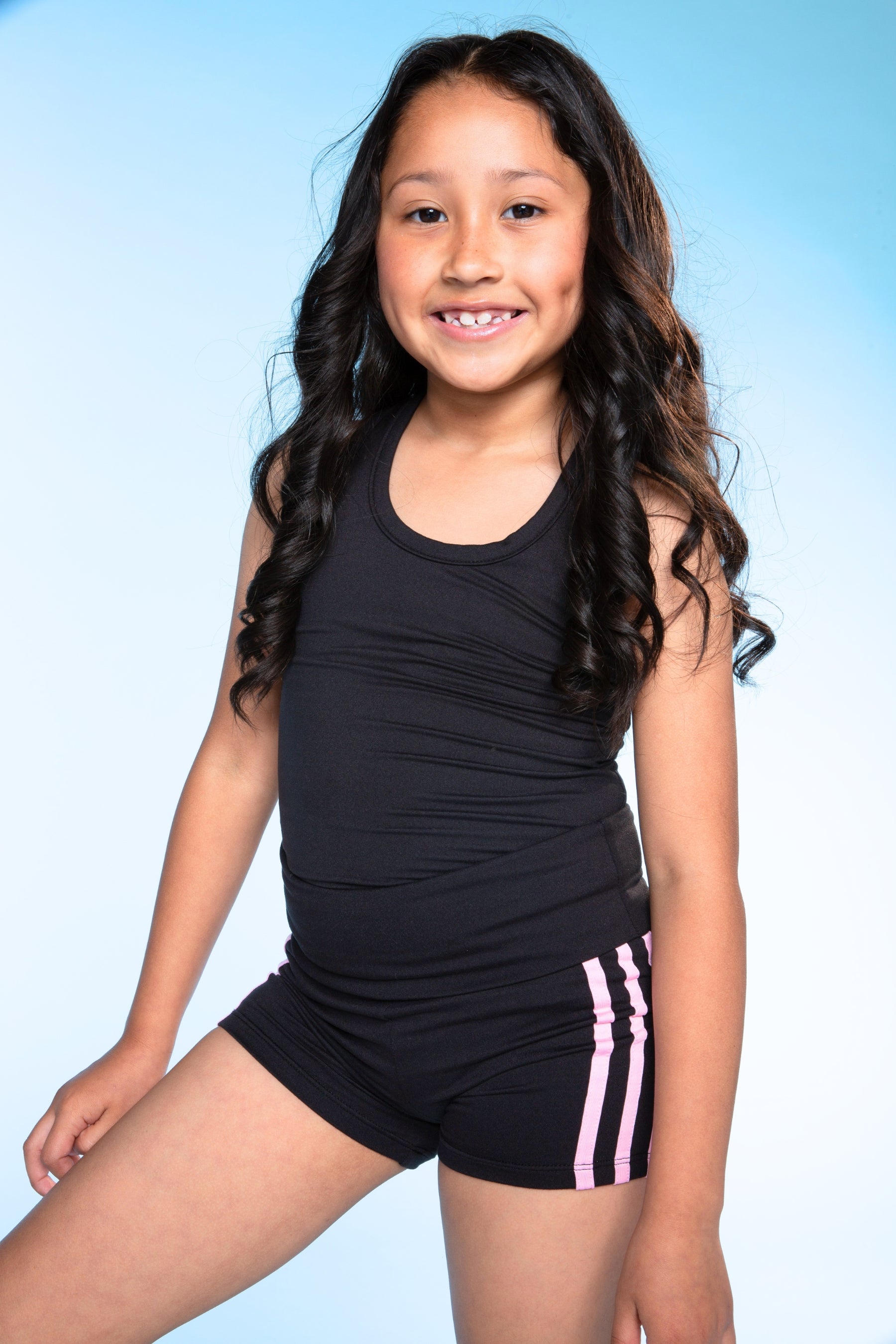 Simply Soft Luxe Cropped Racerback Tank & Foldover Short - Black Blush Stripe