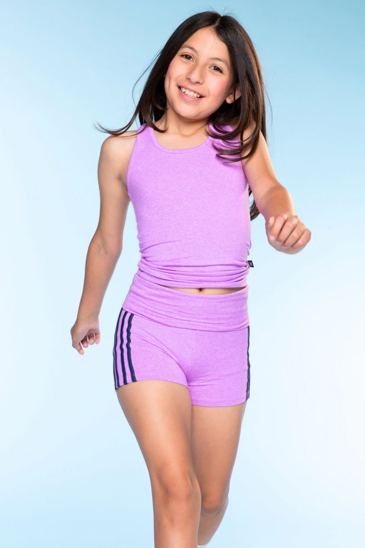 Simply Soft Luxe Cropped Racerback Tank & Foldover Short - Black Blush Stripe