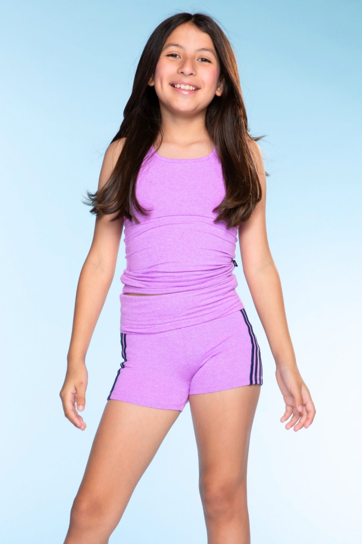 Simply Soft Luxe Cropped Racerback Tank & Foldover Short - Black Blush Stripe
