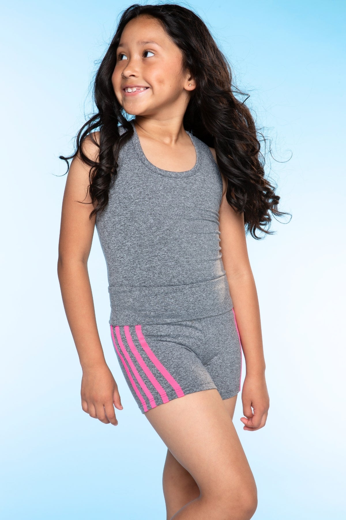 Simply Soft Luxe Cropped Racerback Tank & Foldover Short - Black Blush Stripe