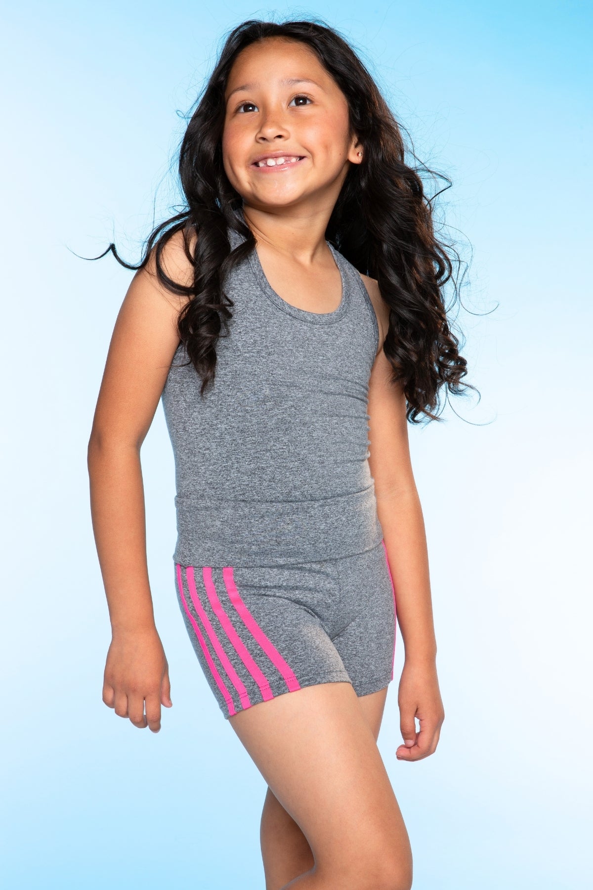 Simply Soft Luxe Cropped Racerback Tank & Foldover Short - Black Blush Stripe