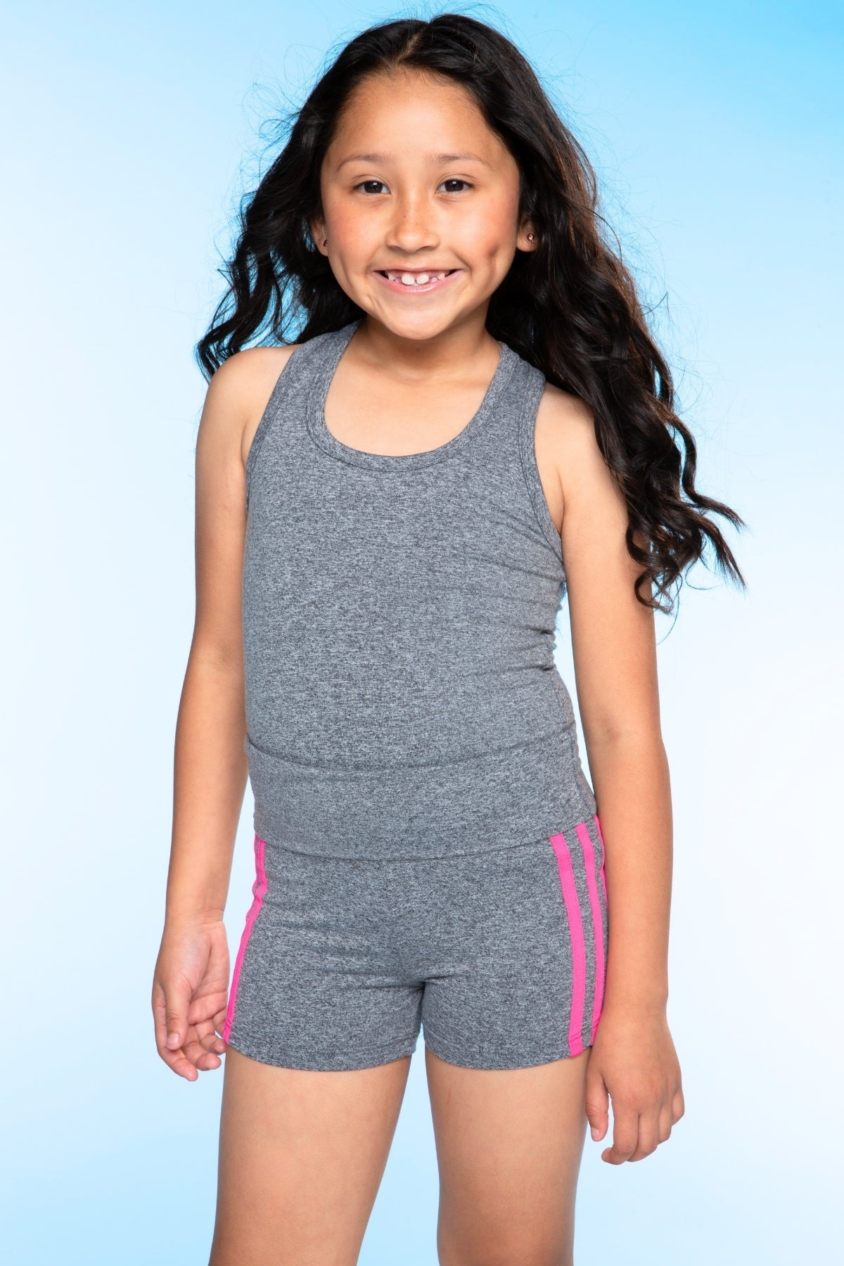 Simply Soft Luxe Cropped Racerback Tank & Foldover Short - Black Blush Stripe