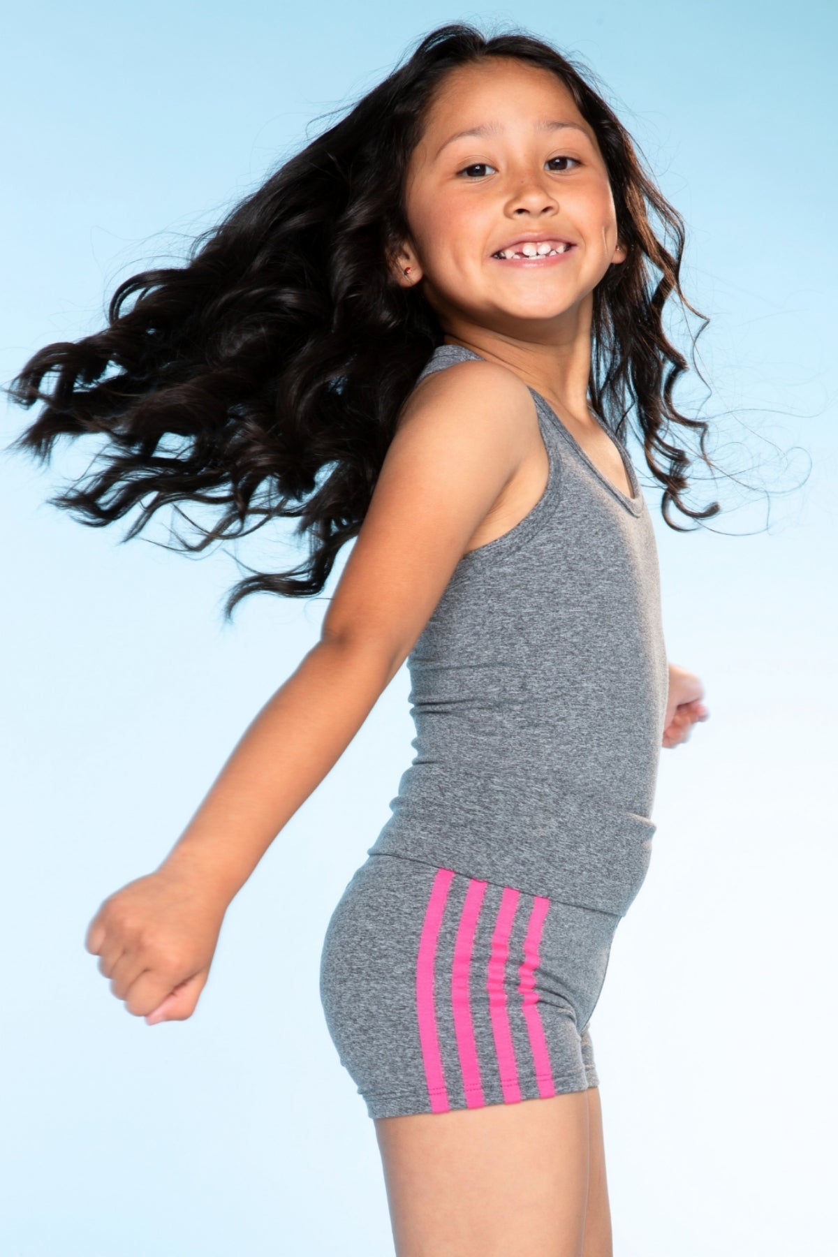Simply Soft Luxe Cropped Racerback Tank & Foldover Short - Black Blush Stripe