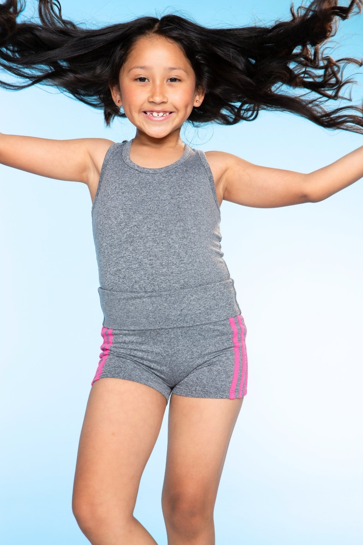 Simply Soft Luxe Cropped Racerback Tank & Foldover Short - Black Blush Stripe