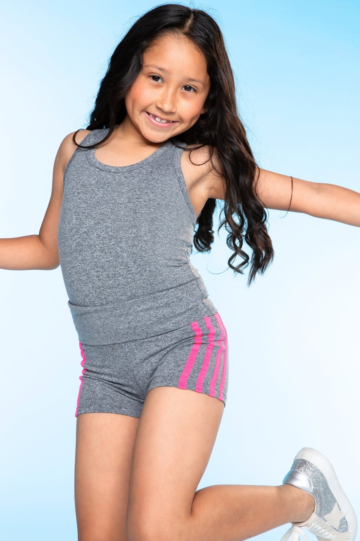 Simply Soft Luxe Cropped Racerback Tank & Foldover Short - Black Blush Stripe