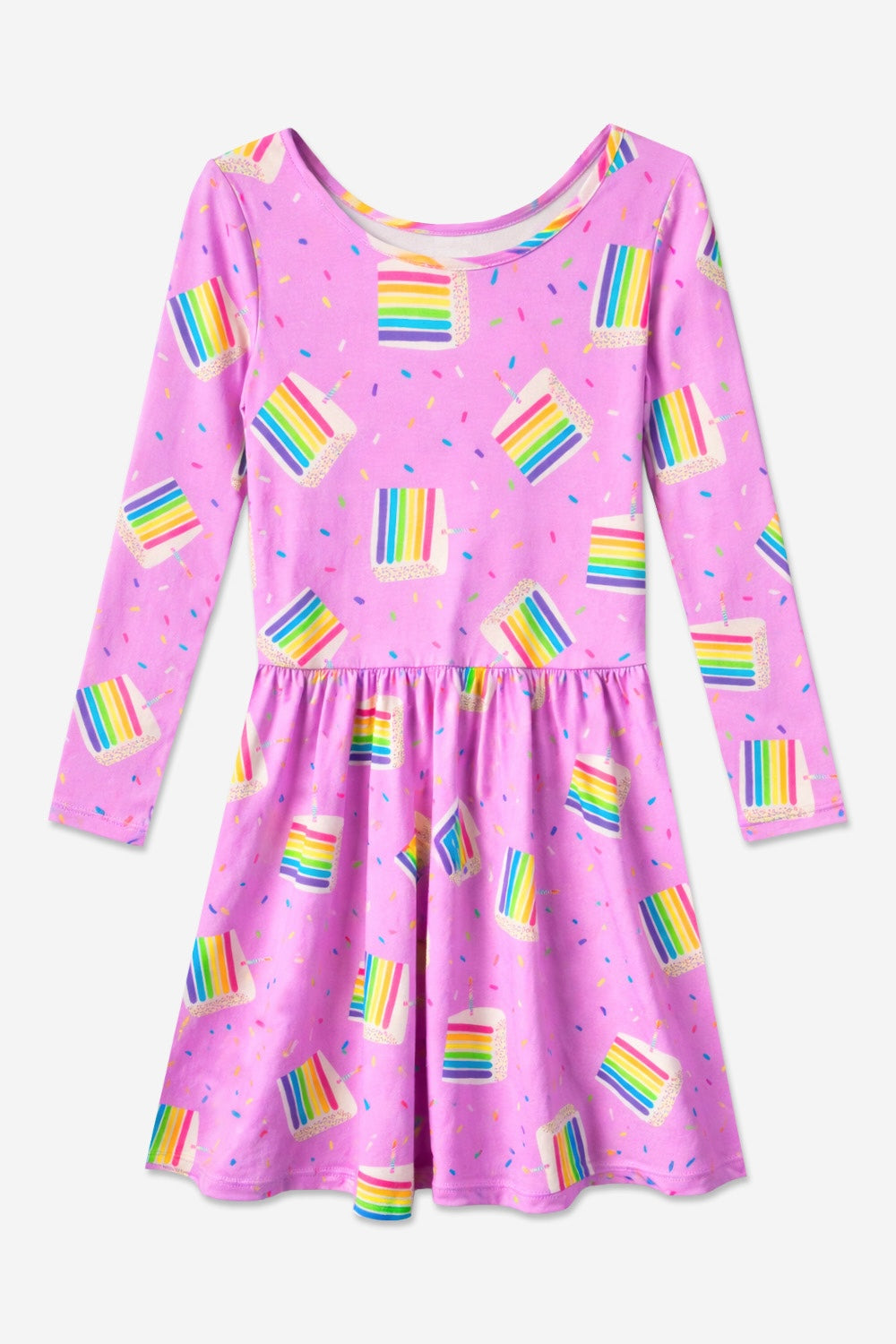 Simply Soft Long Sleeve Be Happy Dress - Pink Daisy Rainbow