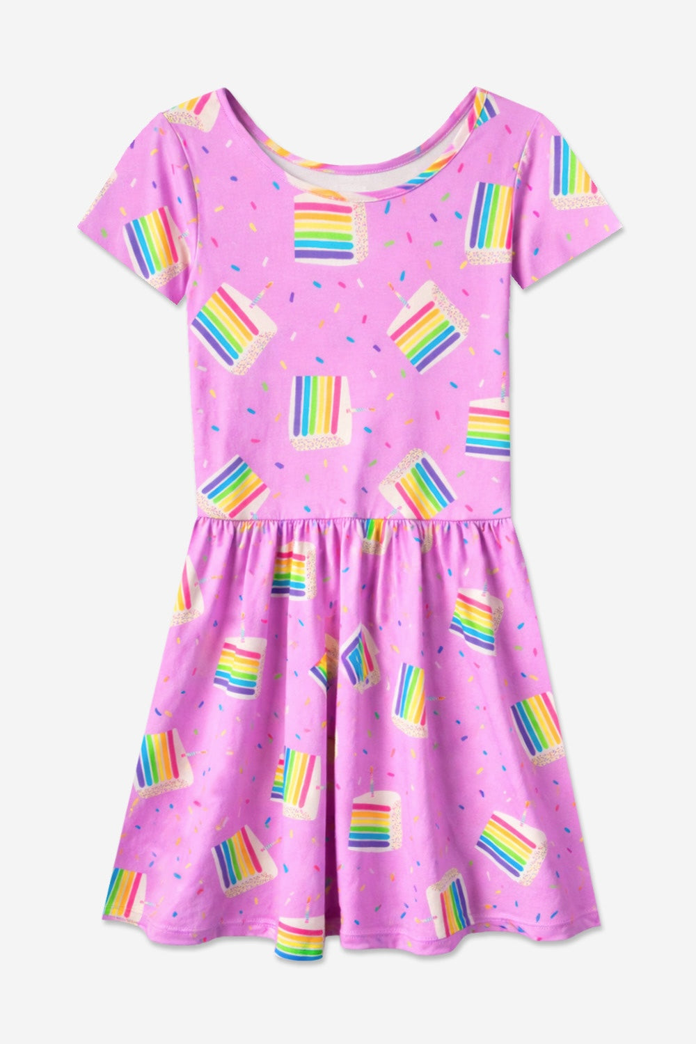 Simply Soft Short Sleeve Be Happy Dress - Tie Dye Rainbow Donuts