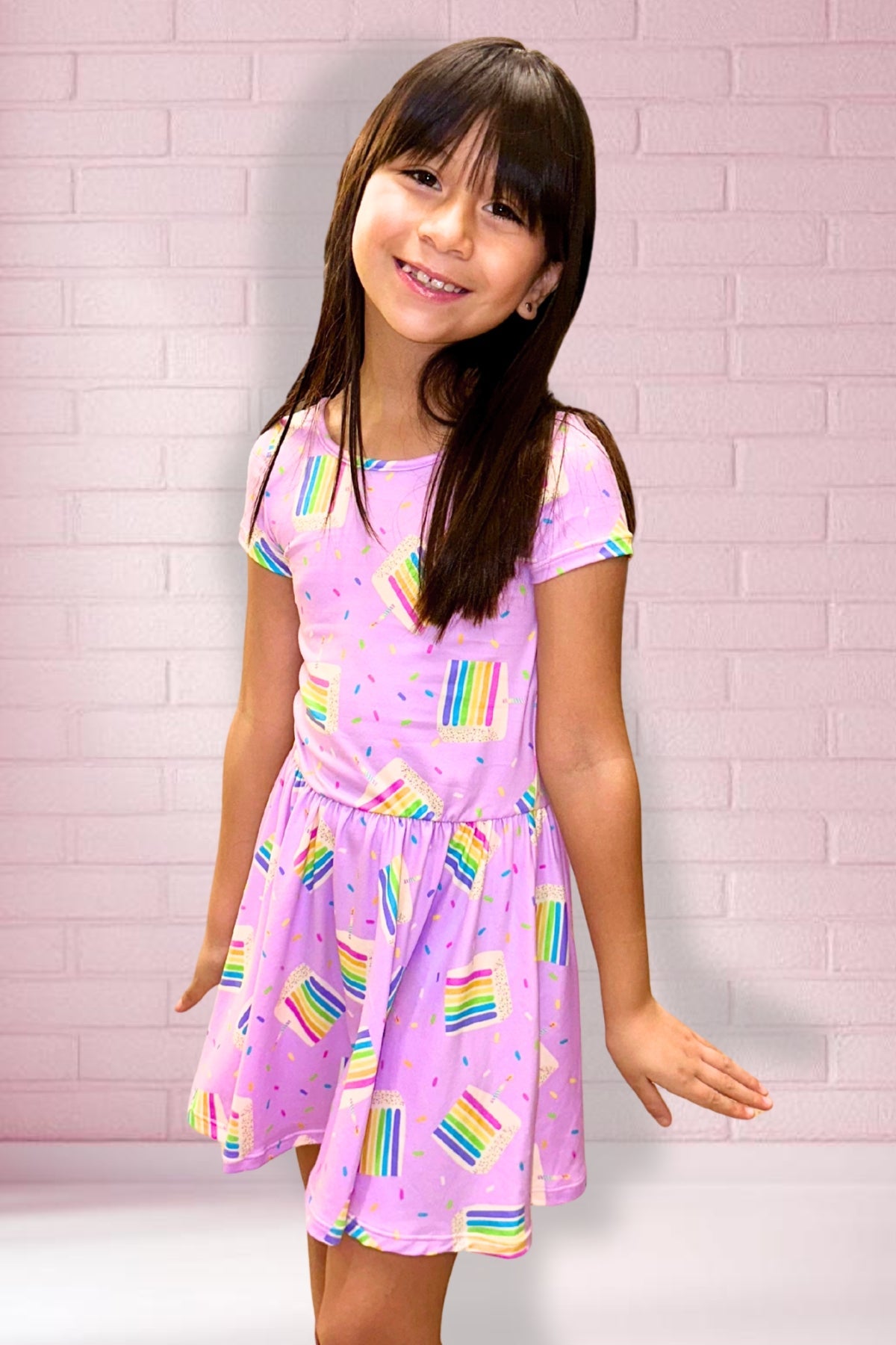 Simply Soft Short Sleeve Be Happy Dress - Tie Dye Rainbow Donuts