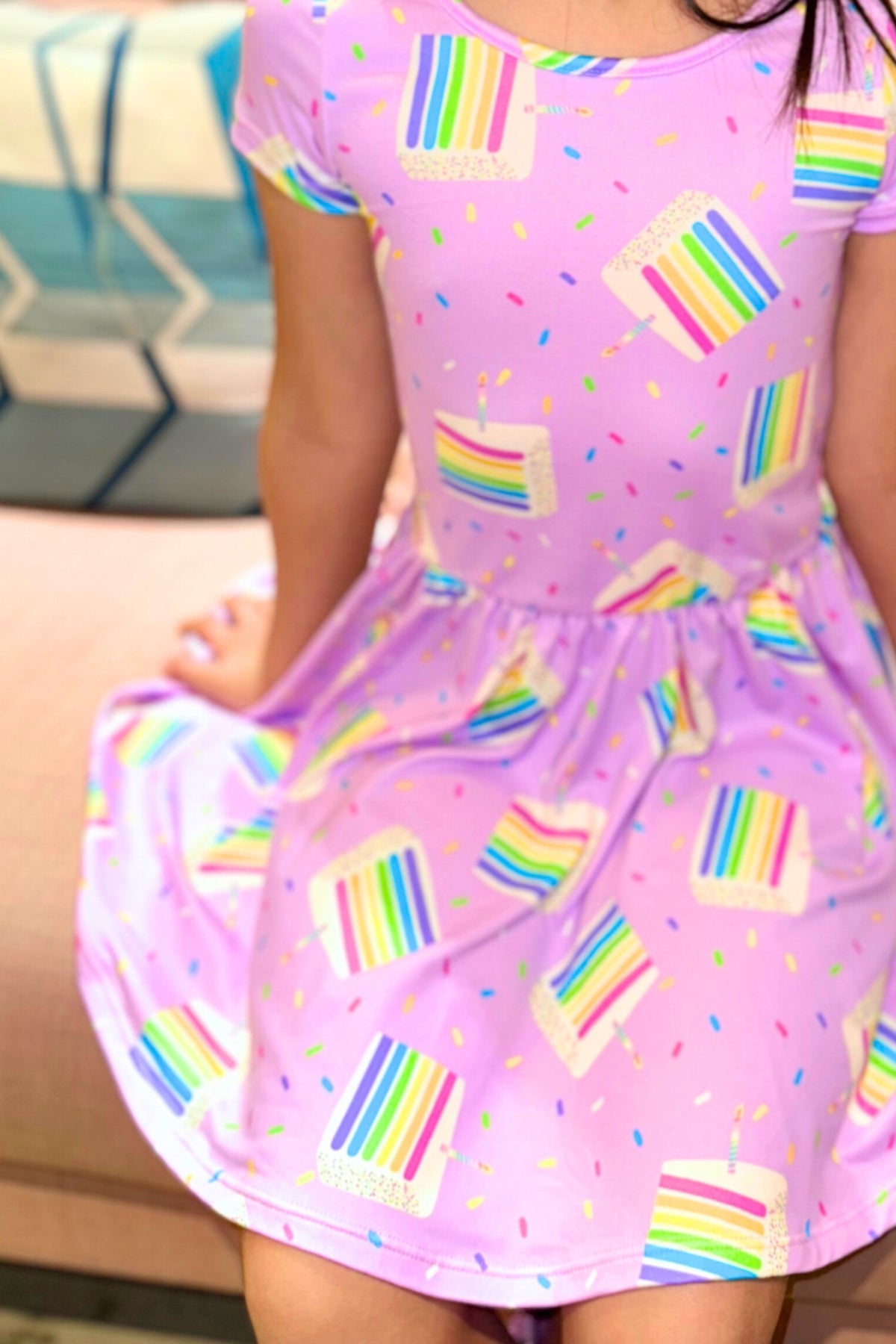 Simply Soft Short Sleeve Be Happy Dress - Rainbow Cupcakes