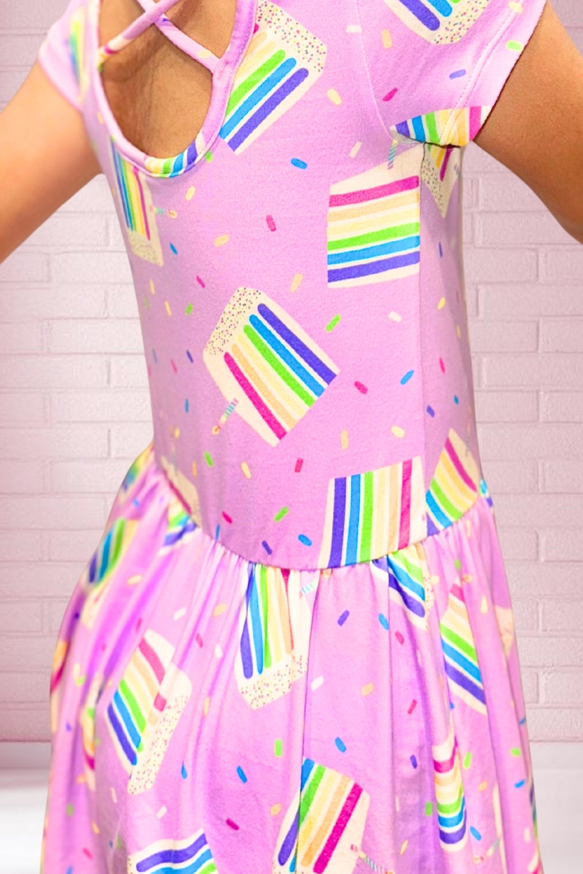 Simply Soft Short Sleeve Be Happy Dress - Tie Dye Rainbow Donuts