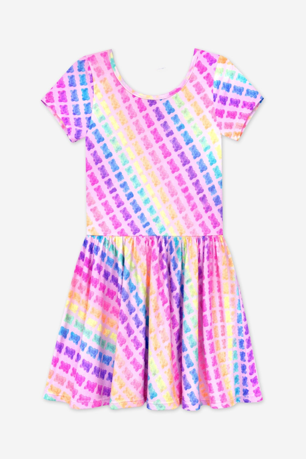 Simply Soft Short Sleeve Be Happy Dress - Tie Dye Rainbow Donuts