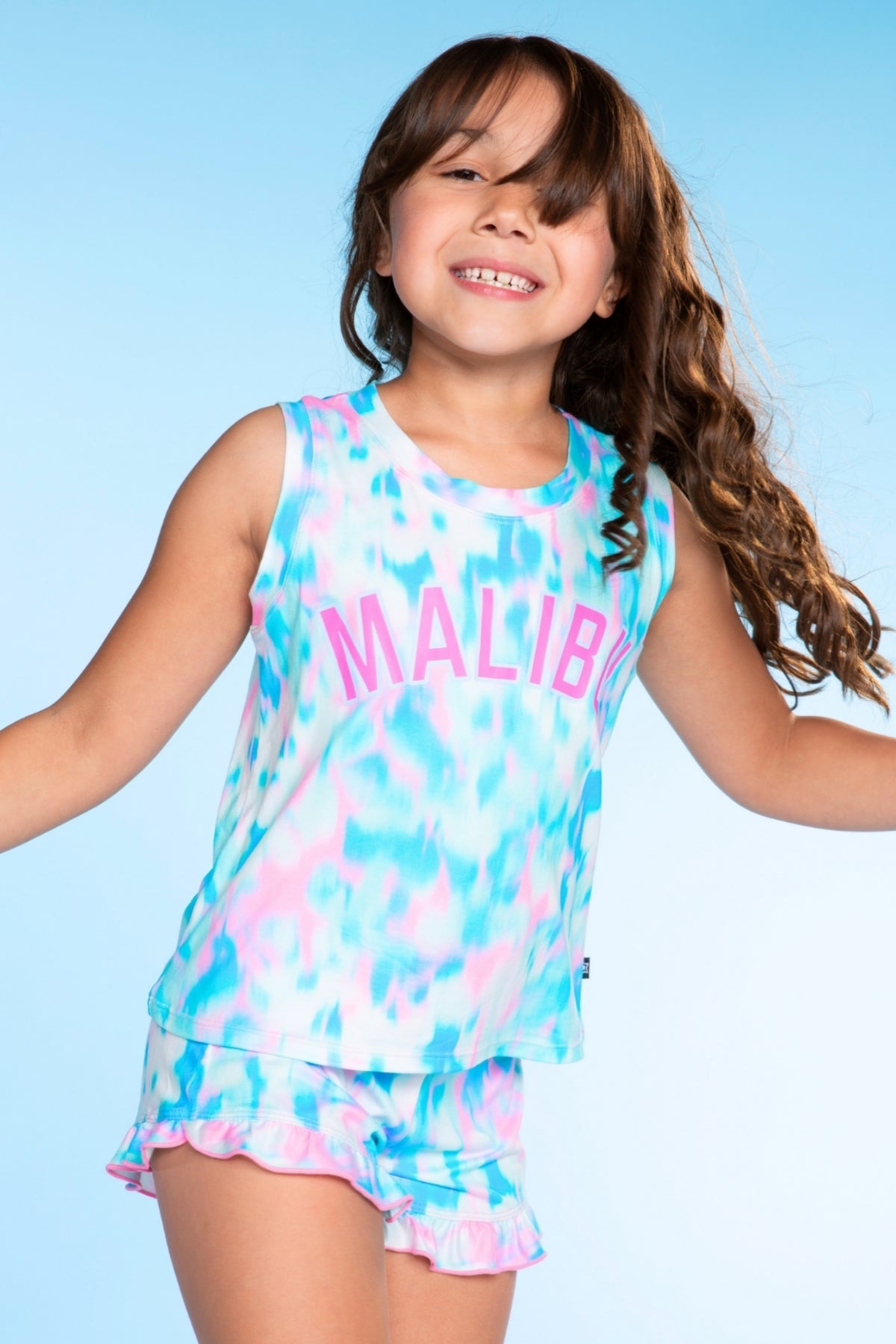 Simply Soft Ruffle Short - Pink Blue Star