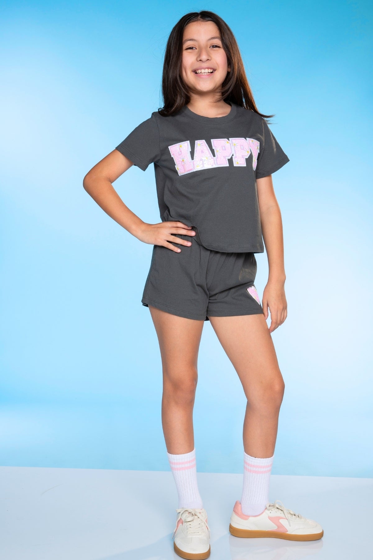 Washed Cotton Easy Tee & Dolphin Short Set - Lilac Hawaii