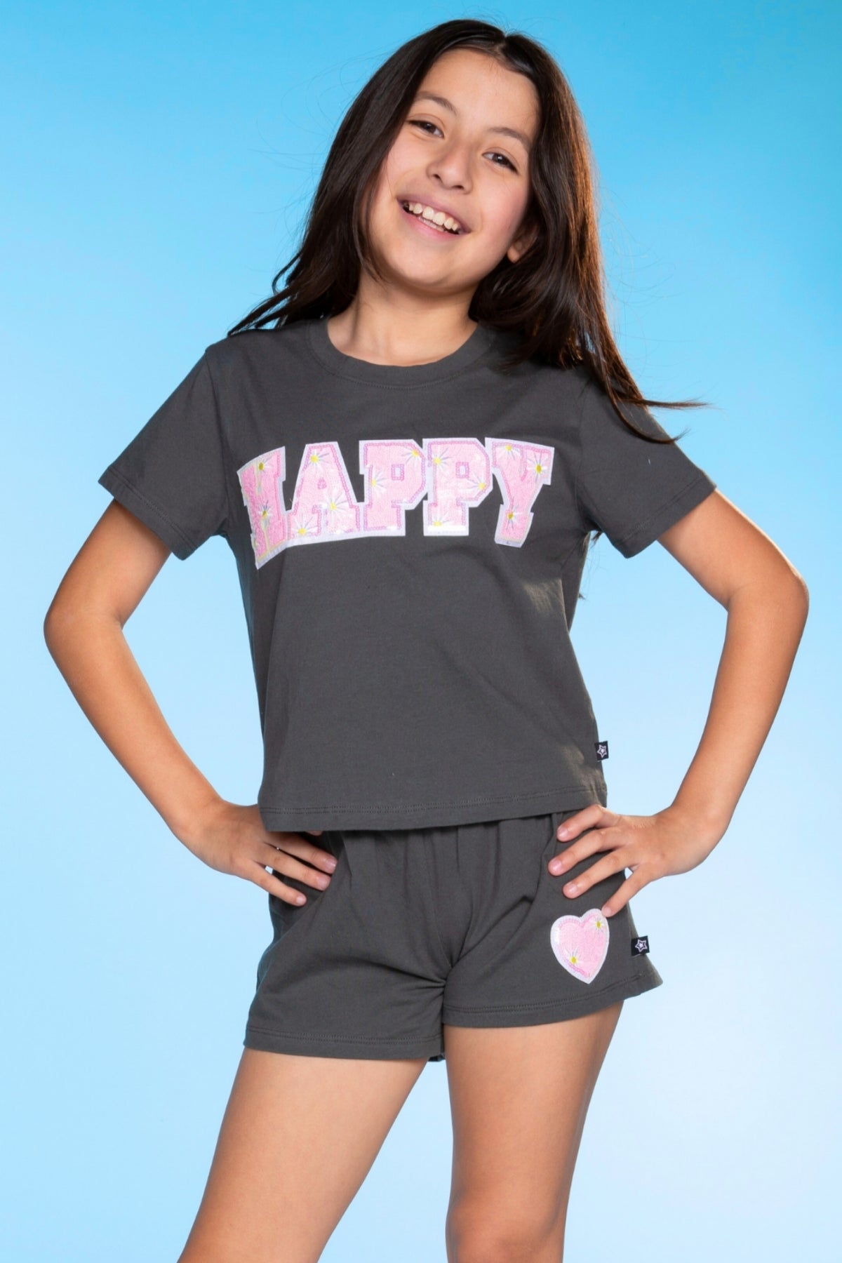 Washed Cotton Easy Tee & Dolphin Short Set - Lilac Hawaii