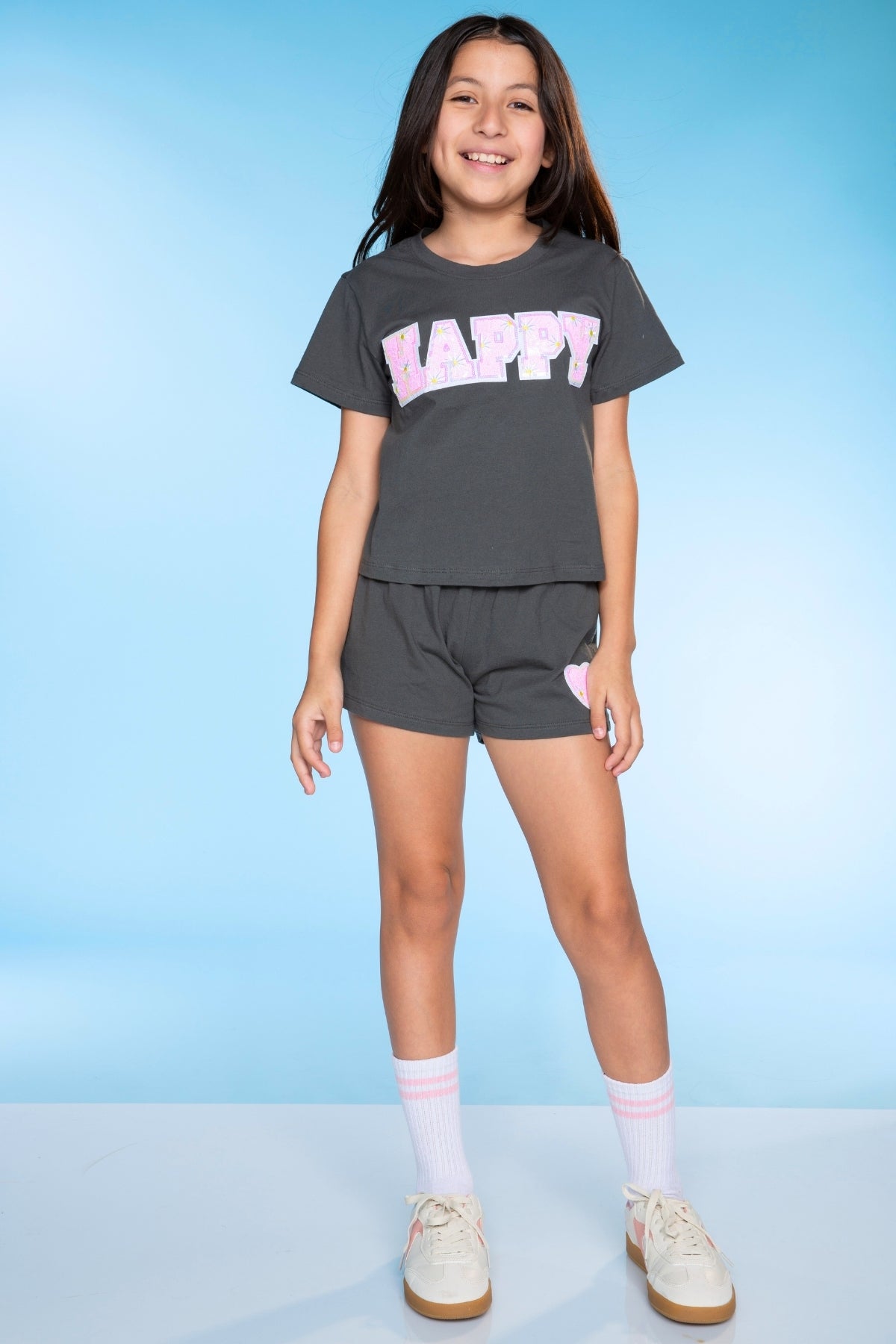 Washed Cotton Easy Tee & Dolphin Short Set - Lilac Hawaii