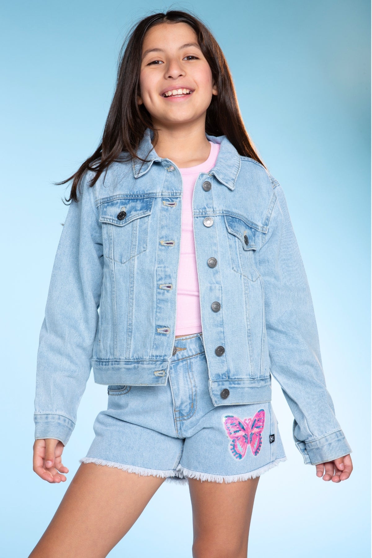 The Perfect Denim Jacket - Lt Denim White Daisy