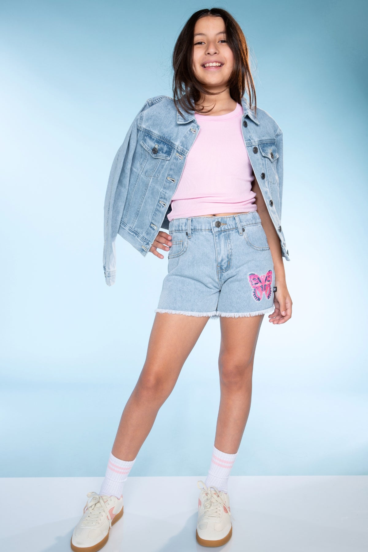 The Perfect Denim Jacket - Lt Denim White Daisy