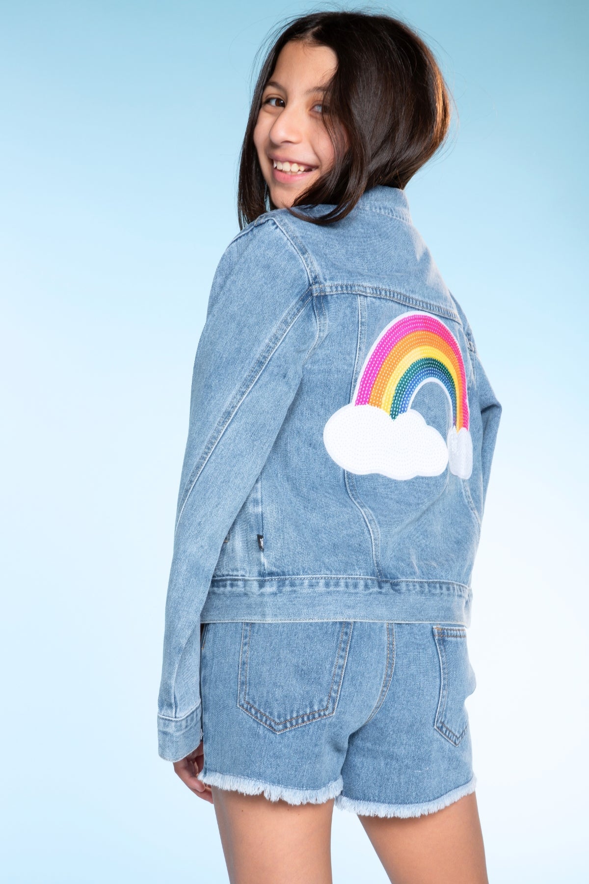 The Perfect Denim Jacket - Olive Sequin Daisy