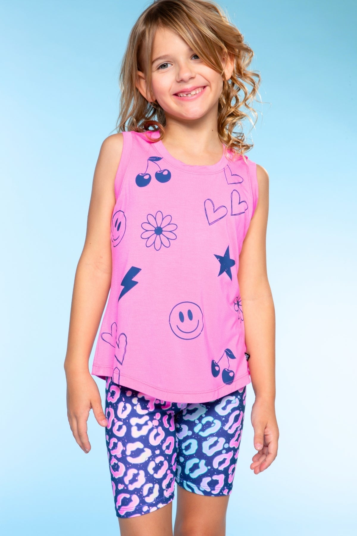 Simply Soft Biker Short - Pastel Rainbow Tie Dye Emoji