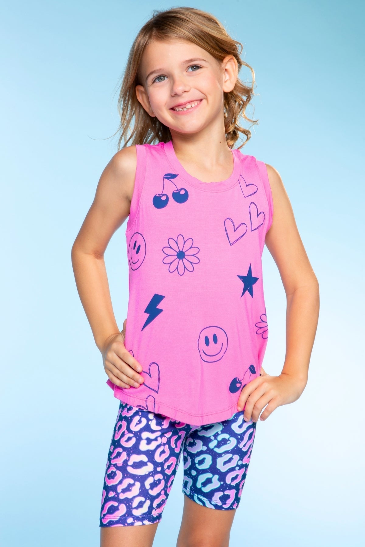 Simply Soft Biker Short - Pastel Rainbow Tie Dye Emoji