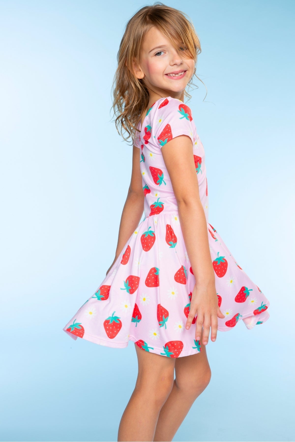 Simply Soft Short Sleeve Scoop Back Be Happy Dress - Neon Pink Sketch Emoji - NEW!