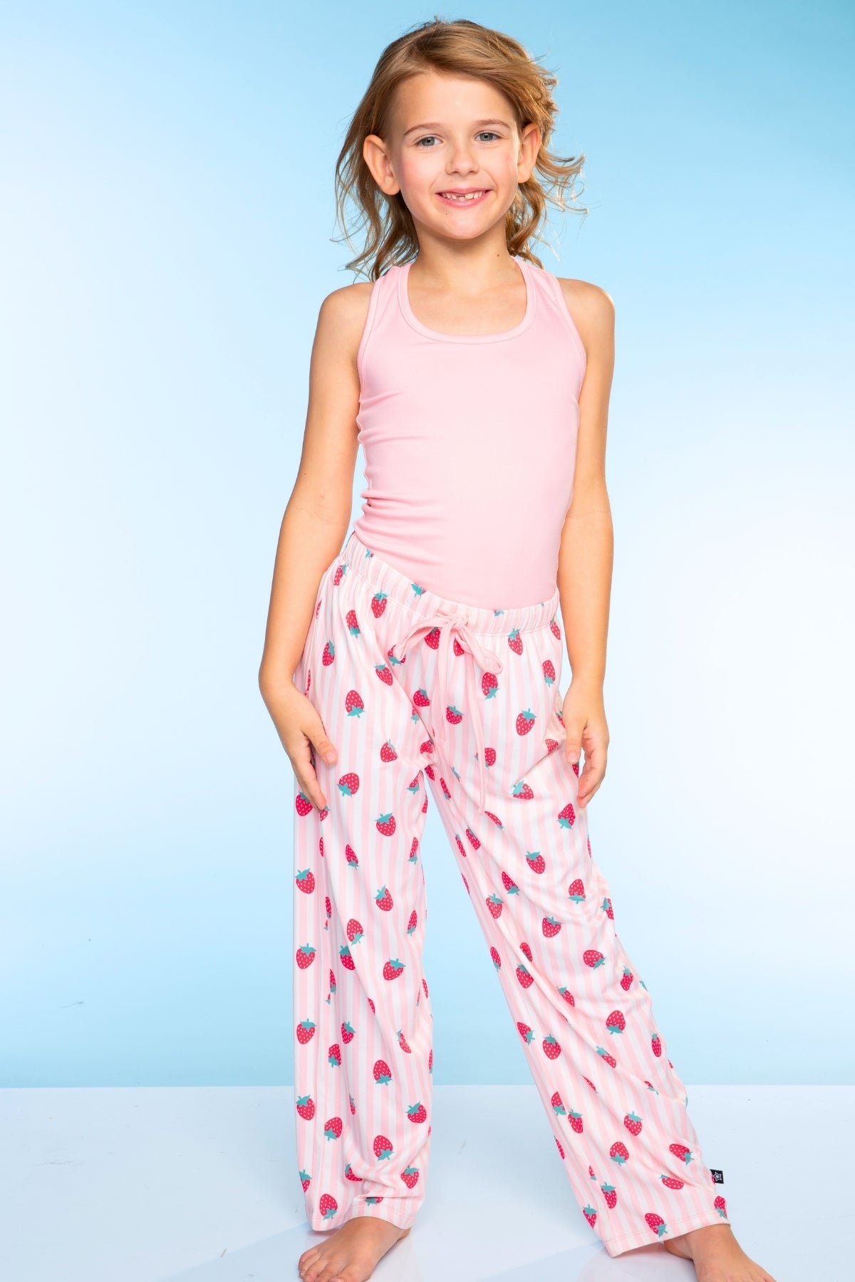 Simply Soft Racer Tank & Karate Pant Set - Pink Ivory Striped Strawberry