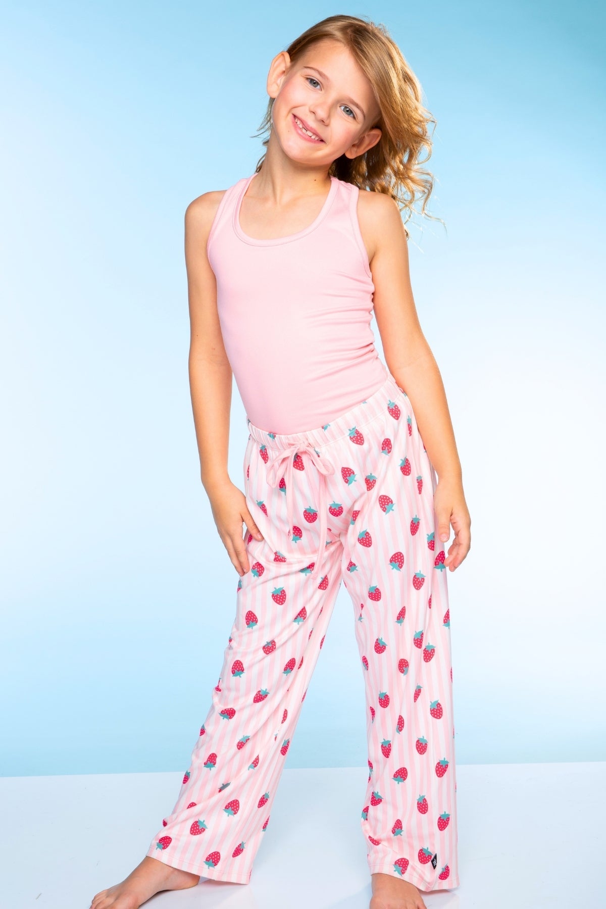 Simply Soft Racer Tank & Karate Pant Set - Pink Ivory Striped Strawberry