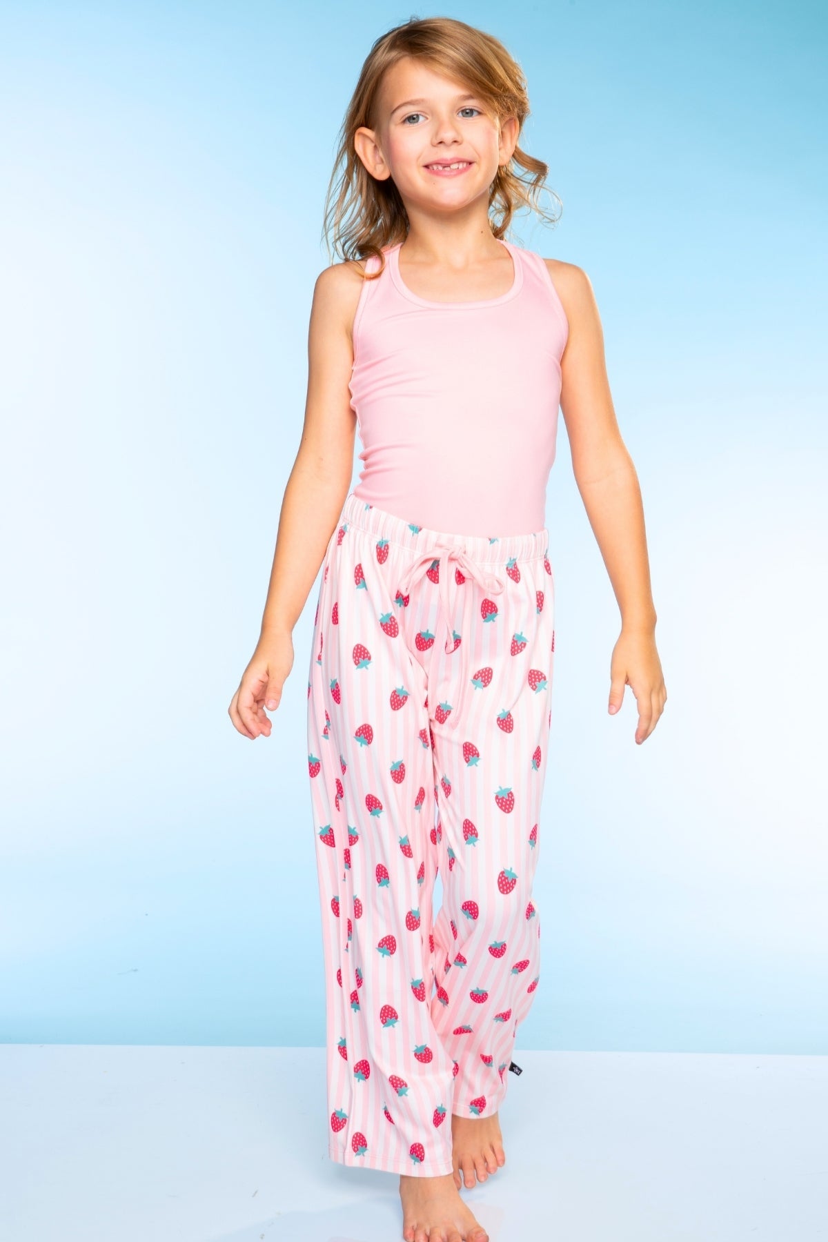 Simply Soft Racer Tank & Karate Pant Set - Pink Ivory Striped Strawberry