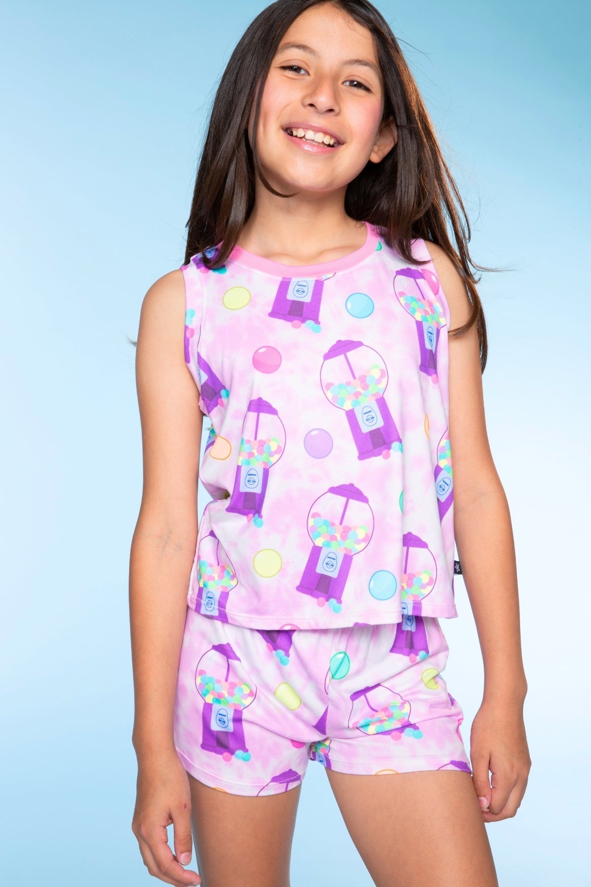 Simply Soft Sleeveless Easy Tank & Dolphin Short - Pink Rainbow Cherries