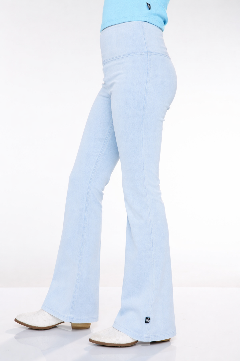 Super Stretch Soft Denim Flare Jegging - Light Blue Denim - NEW!
