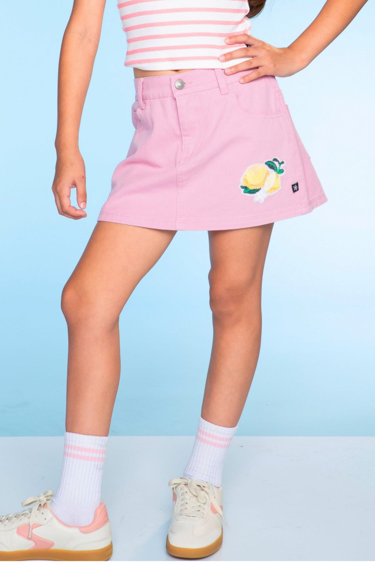 The Perfect Denim Skort - Lt Denim Strawberry Daisy